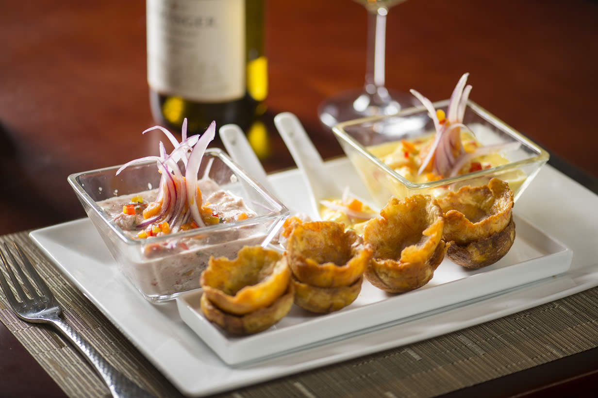 Ceviche with plantain chips